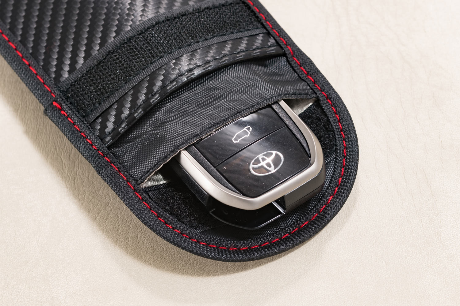 リレーアタック ガード ポーチ Ⅱ カーボンファイバー柄 車両盗難防止 盗難防止 スマートキー専用 キーケース 収納