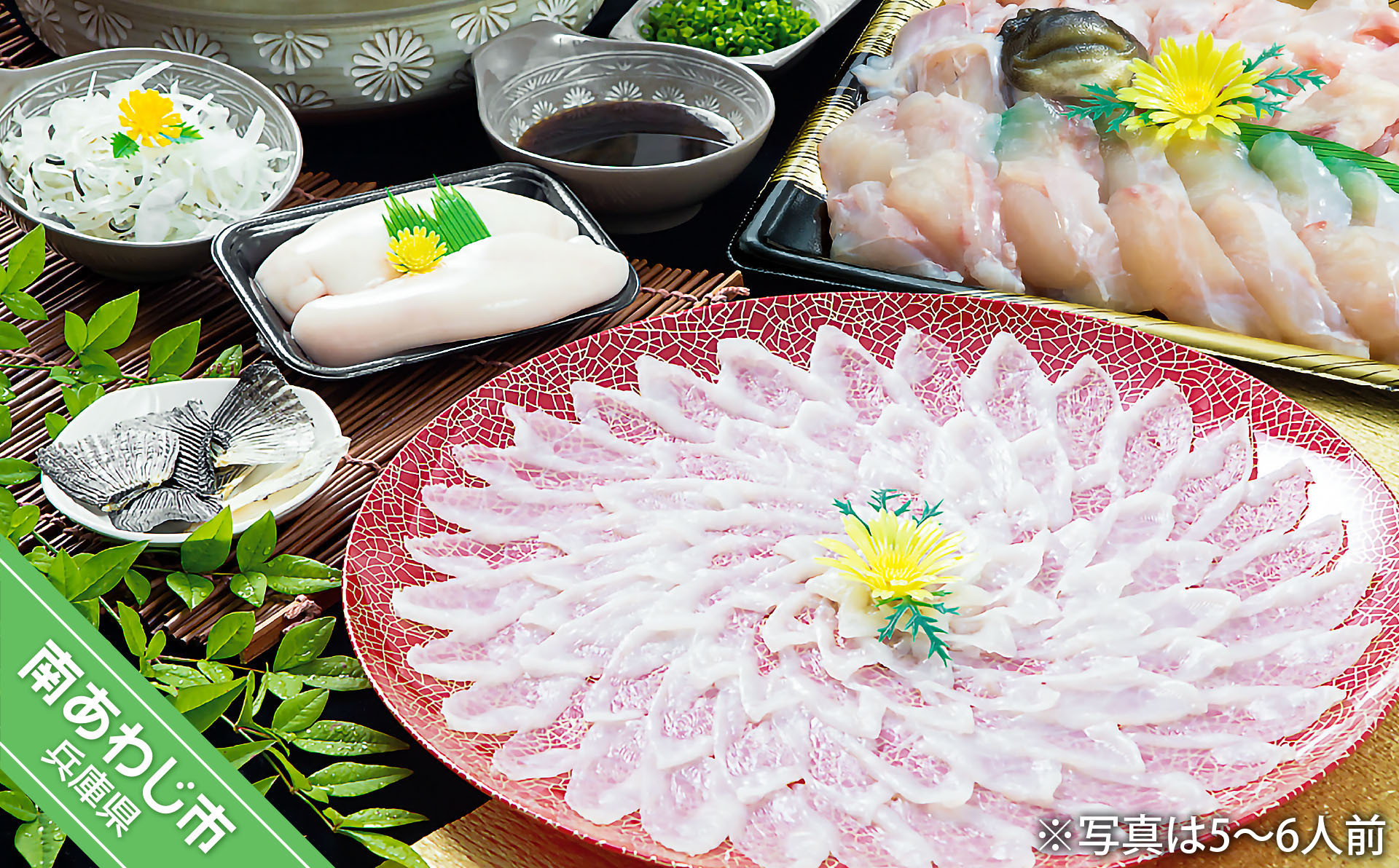 【若男水産】【淡路島3年とらふぐ】松　ふぐ鍋　刺身・白子セット（2人前）