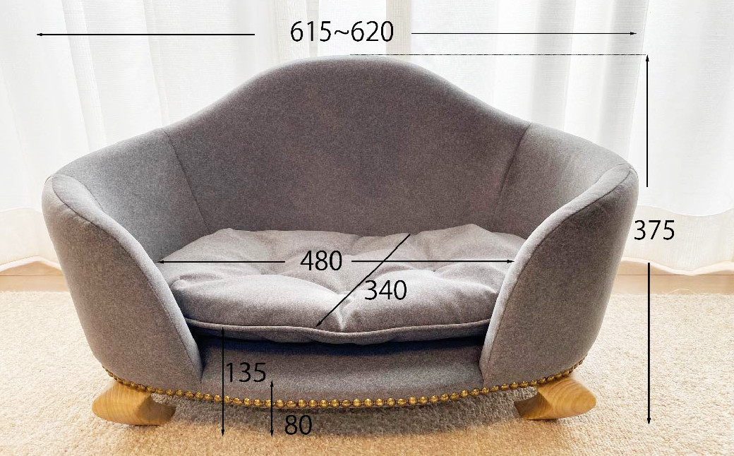 ペットソファ・ロワン・ノルディ 620×430×380mm レッド