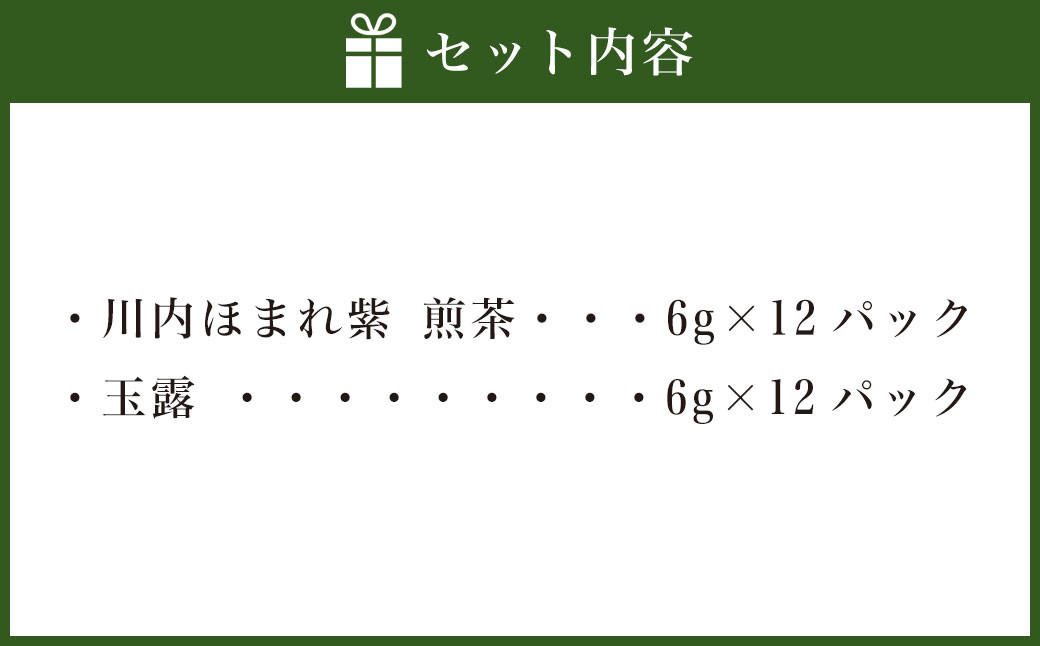 2種ティーパックセット 煎茶（川内ほまれ 紫）・玉露 計24パック