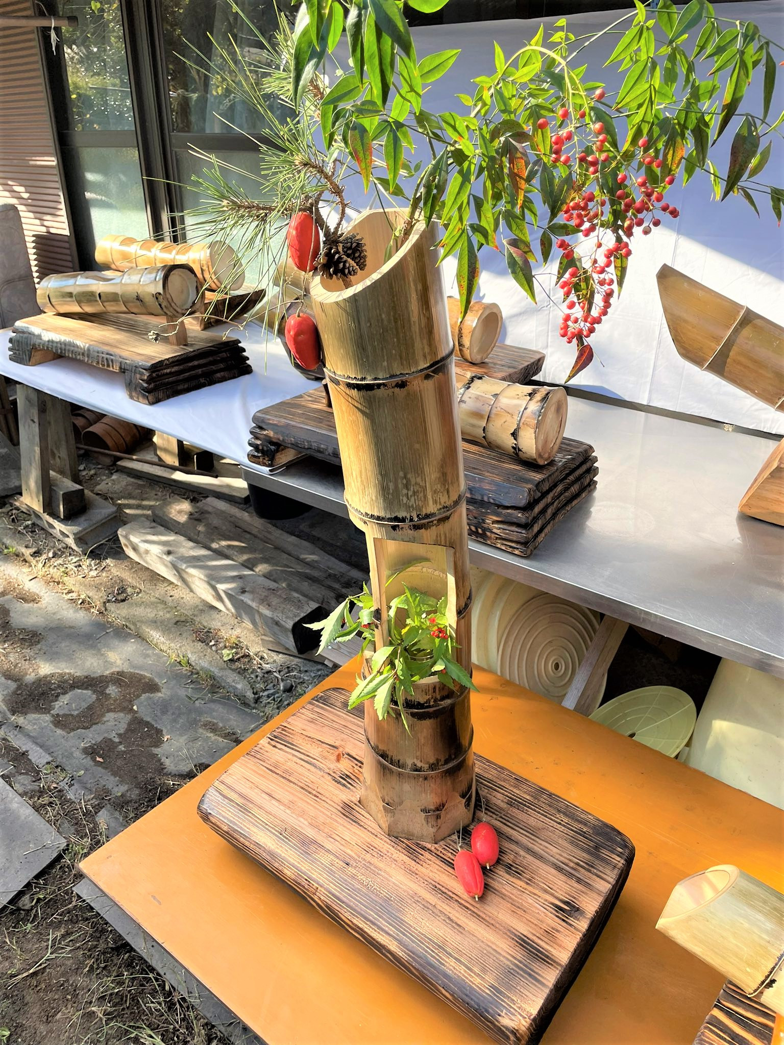 竹を使った花器『長者ヶ岳』その２