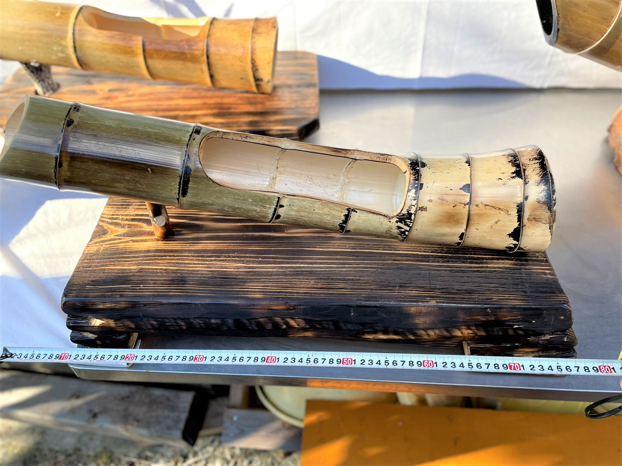 竹を使った花器『白鳥山』横サイズ参考