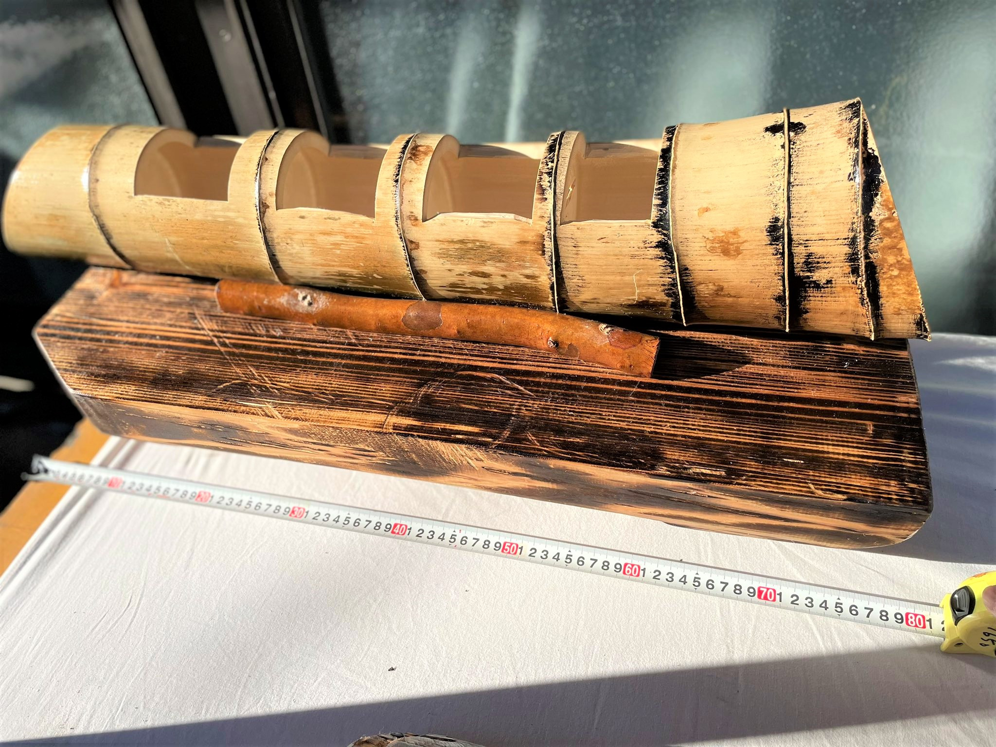 竹を使った花器『真篠城』横サイズ参考