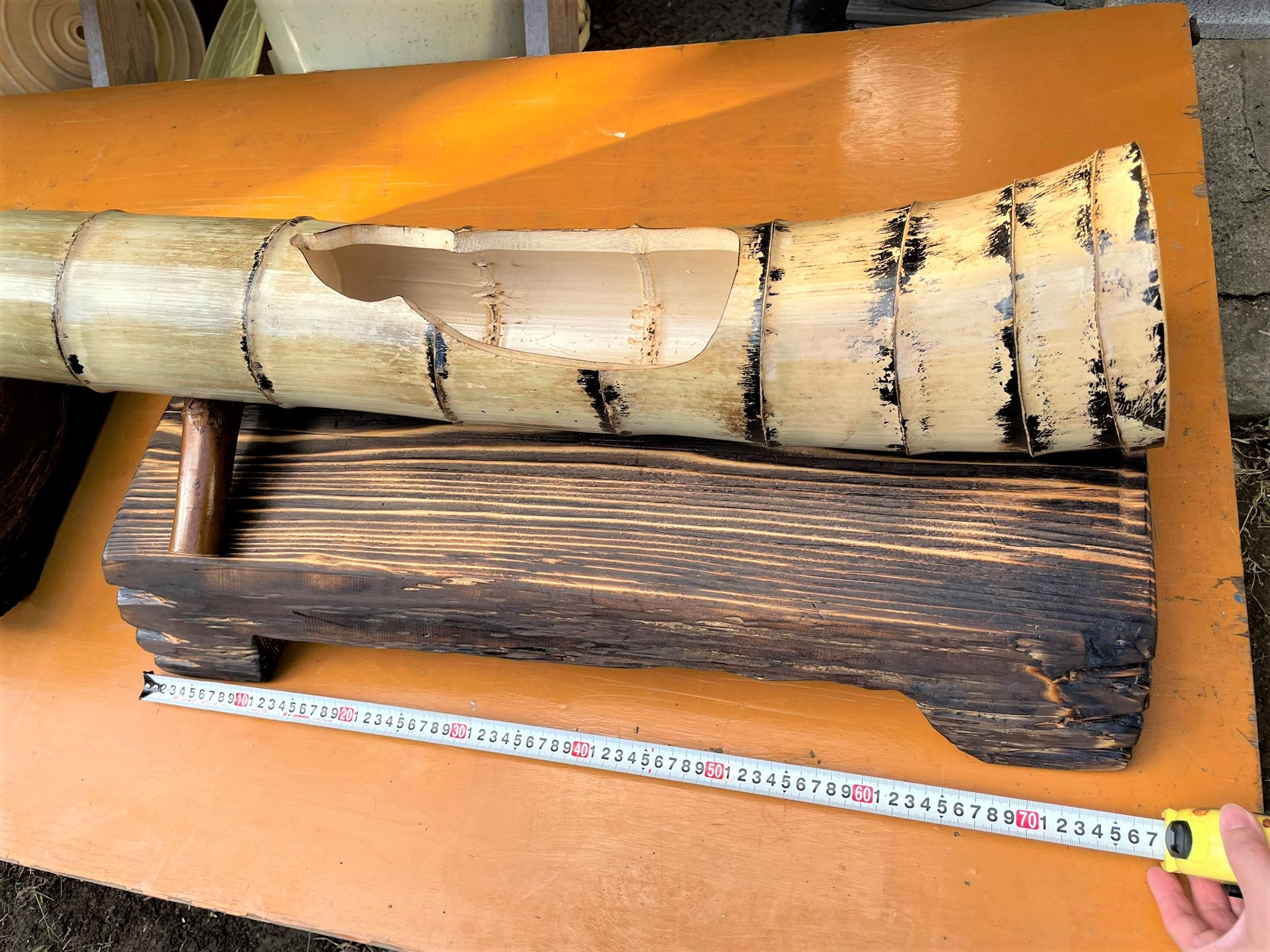 竹を使った花器『貫ヶ岳』横サイズ参考