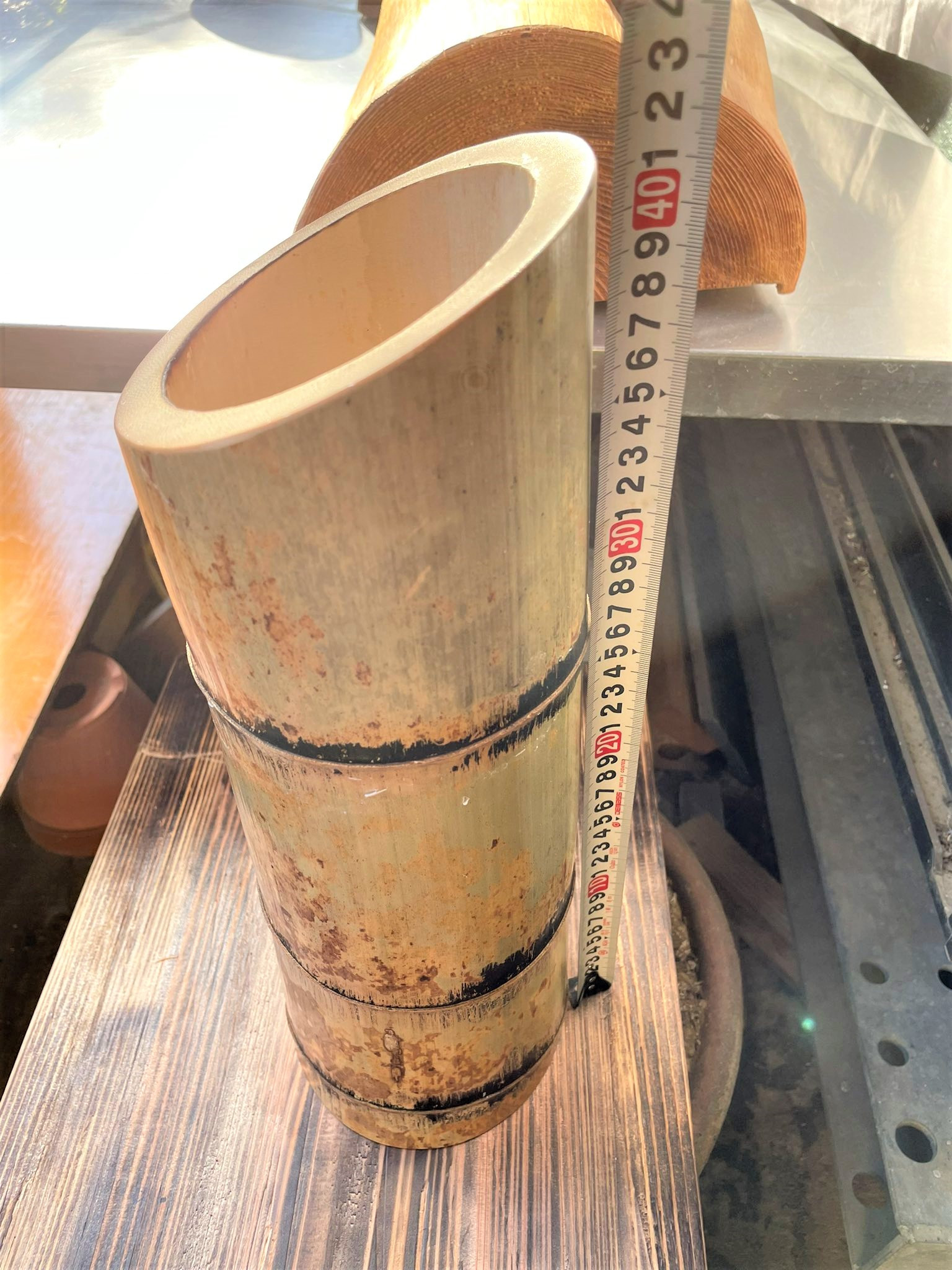 竹を使った花器『十枚』高さサイズ参考