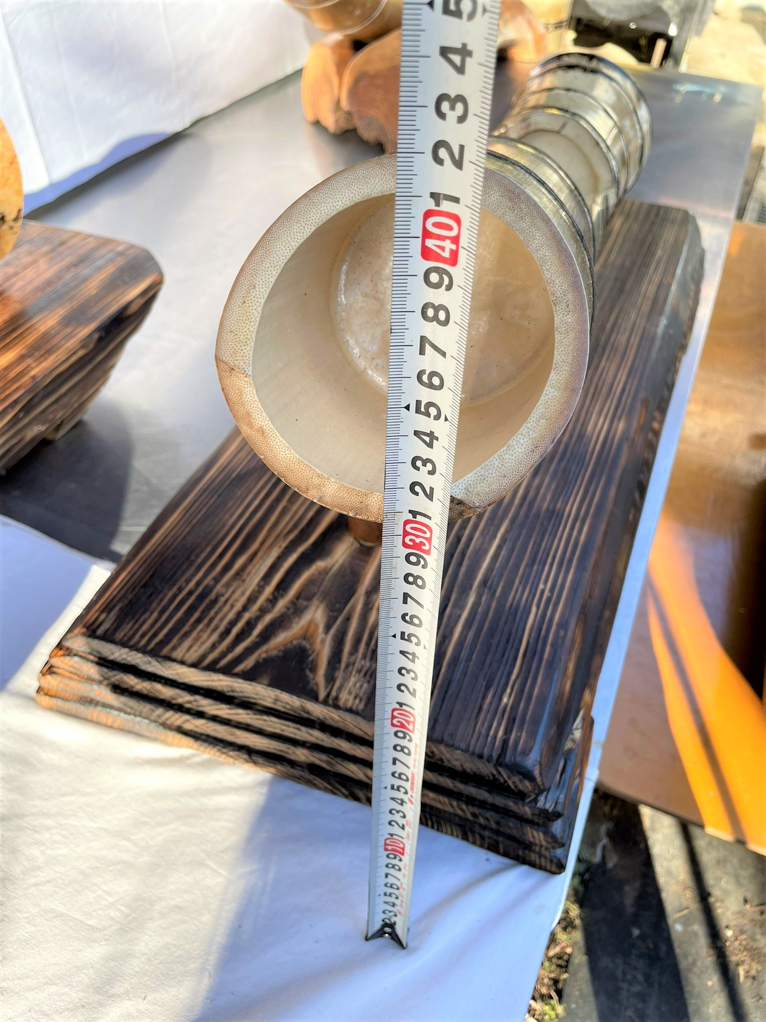 竹を使った花器『白鳥山』高さサイズ参考