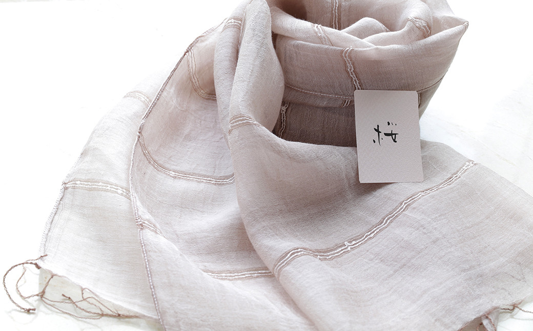 草木染 絹綿 ストール （大判）桜