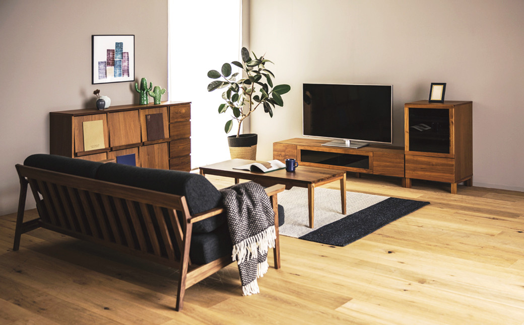 高野木工 プレーン リビングテーブル(角/斜め) W:120×D:50 WN