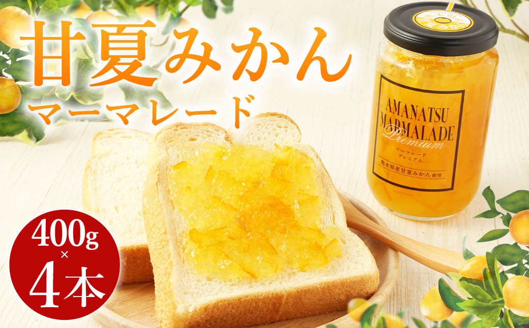 甘夏みかん マーマレード 400g×4本 瓶入り みかん 柑橘 ジャム