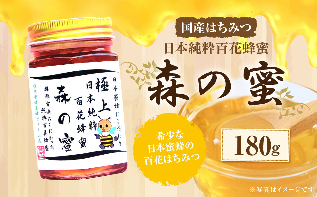 【国産はちみつ】 日本純粋百花蜂蜜 「森の蜜」 180g×1本 化粧箱入り