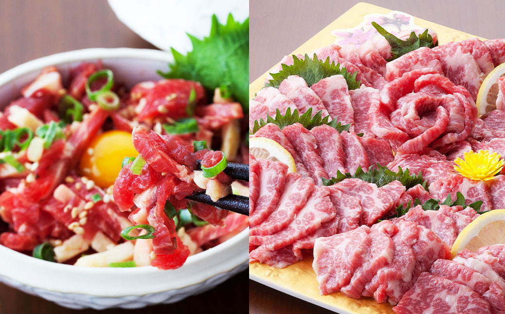 熊本 馬刺し 極上霜降り (大トロ) 500g+馬肉ユッケ 500g 計1kg セット たれ付き
