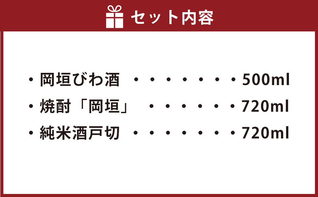 岡垣の 酒 のんべえ セット 合計1940ml びわ酒 焼酎 純米酒戸切