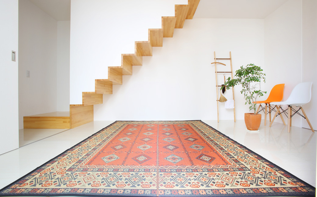 福岡 花ござ ラグ 「キリム」 191cm×191cm 裏張り加工 い草 イグサ インテリア