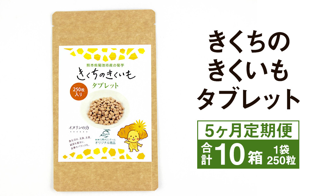 【5ヶ月定期便】きくちのきくいも タブレット 50g(250粒入り)2箱×5回 計10箱 菊芋 健康食品