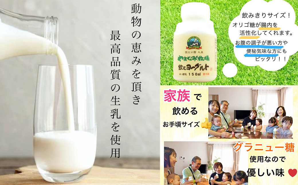 【3回定期便】やまなみ牧場 飲むヨーグルト ( 150ml×12本 ) × 3回 定期便