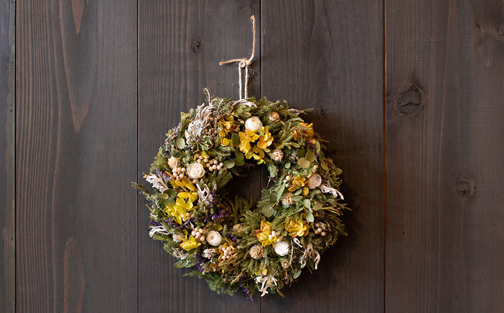 フラワーリース“モリ” 繭リース インテリア お花 花 【09013】