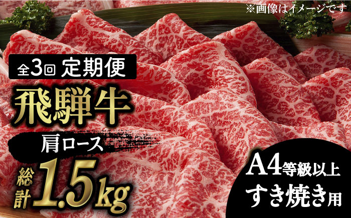 3回 定期便 飛騨牛 すき焼き用 ロース / 肩ロース 500g