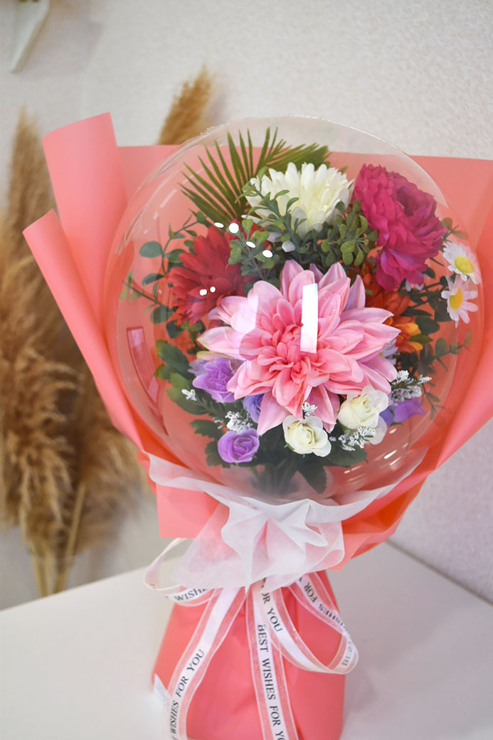 Flower balloon ( フラワー バルーン )  アーティフィシャルフラワー 花束型 ラッピング 韓国 お花 贈り物