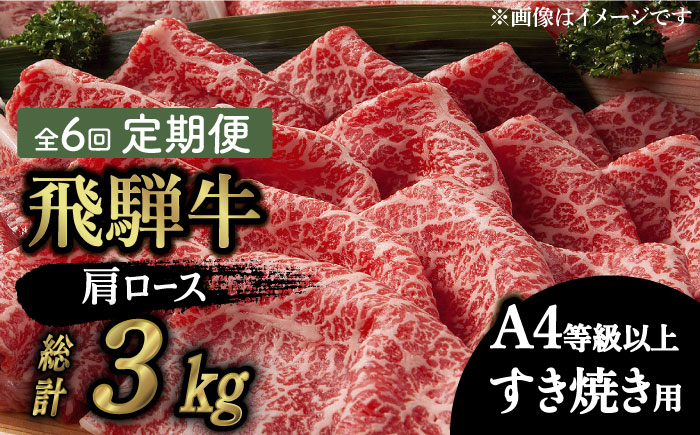 6回 定期便 飛騨牛 すき焼き用 ロース / 肩ロース 500g