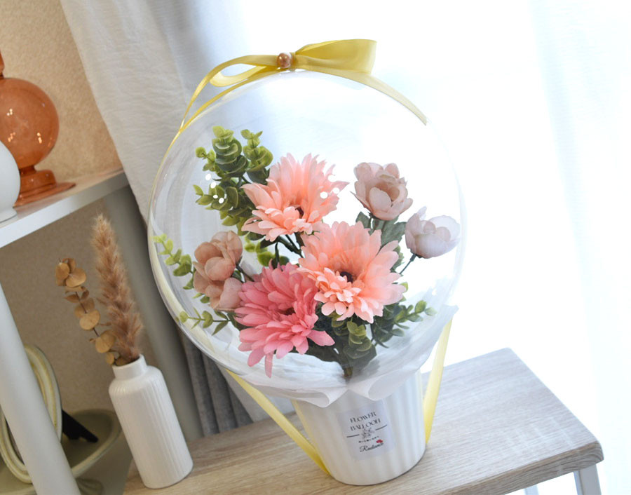 ピンク：Flower balloon ( フラワー バルーン )  アーティフィシャルフラワー  置き型タイプ