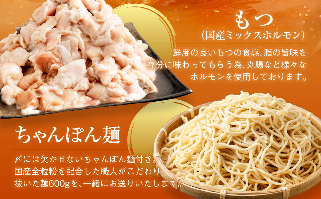 七色ホルモン もつ鍋セット 濃厚味噌味 15人前 ちゃんぽん麺600g付 もつ鍋