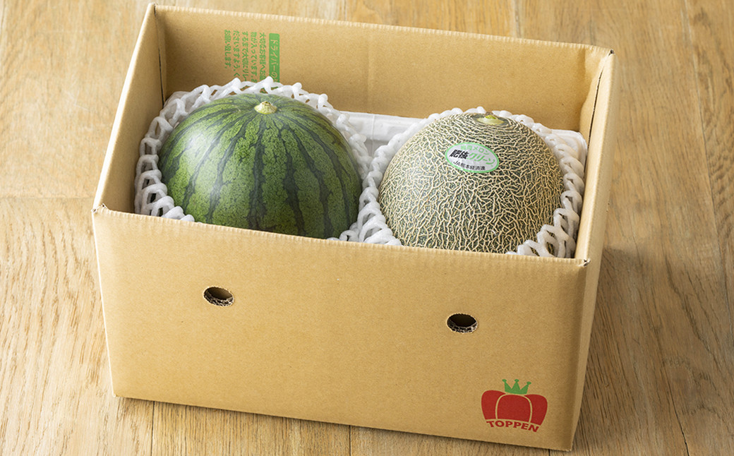 熊本県産 小玉すいか 1玉(1.5kg以上)と 肥後グリーンメロン 1玉(1.6kg以上)