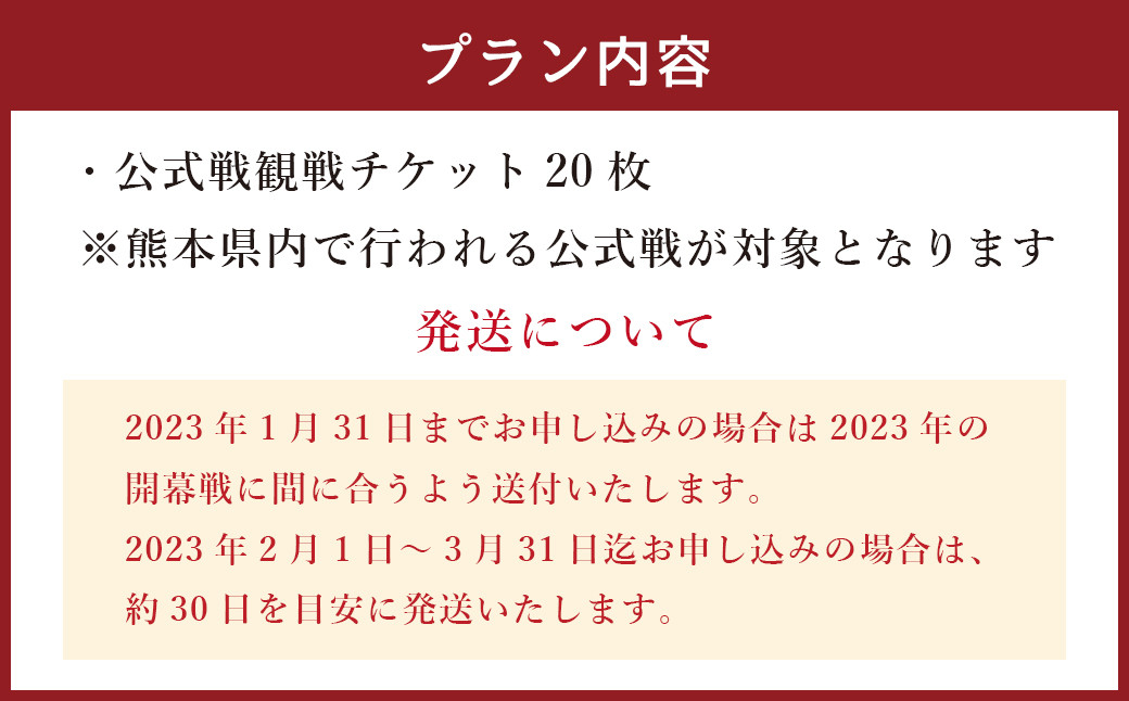 火の国サラマンダーズ 公式戦チケット20枚セット