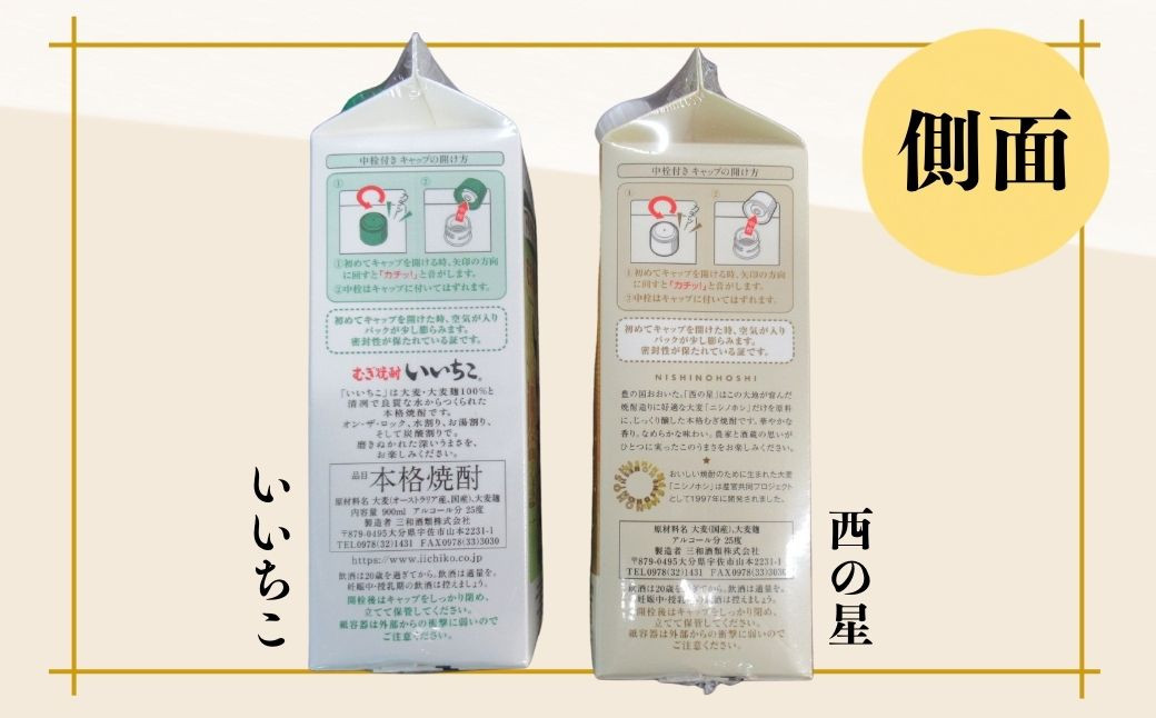 C-121 麦焼酎 いいちこ 西の星 パック 飲み比べセット 25度 900ml 各3本 焼酎 酒