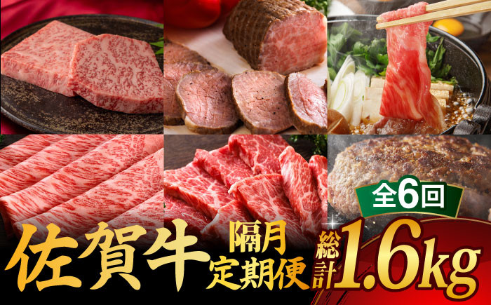 【全6回定期便・偶数月にお届け】 A5ランク 佐賀牛 高級 霜降り 食べ比べ 定期便 約1-2人前 総計1.66kg 隔月発送