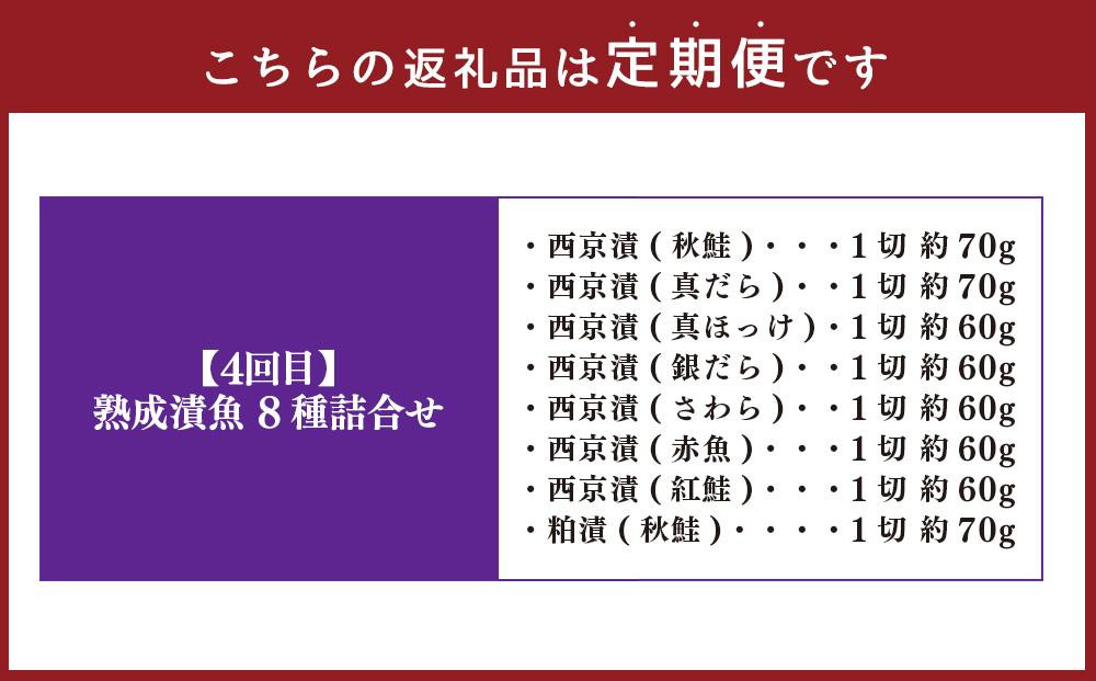【4カ月定期便】紅鮭と北海道産干物の詰合せ・熟成漬魚 8種詰合せ