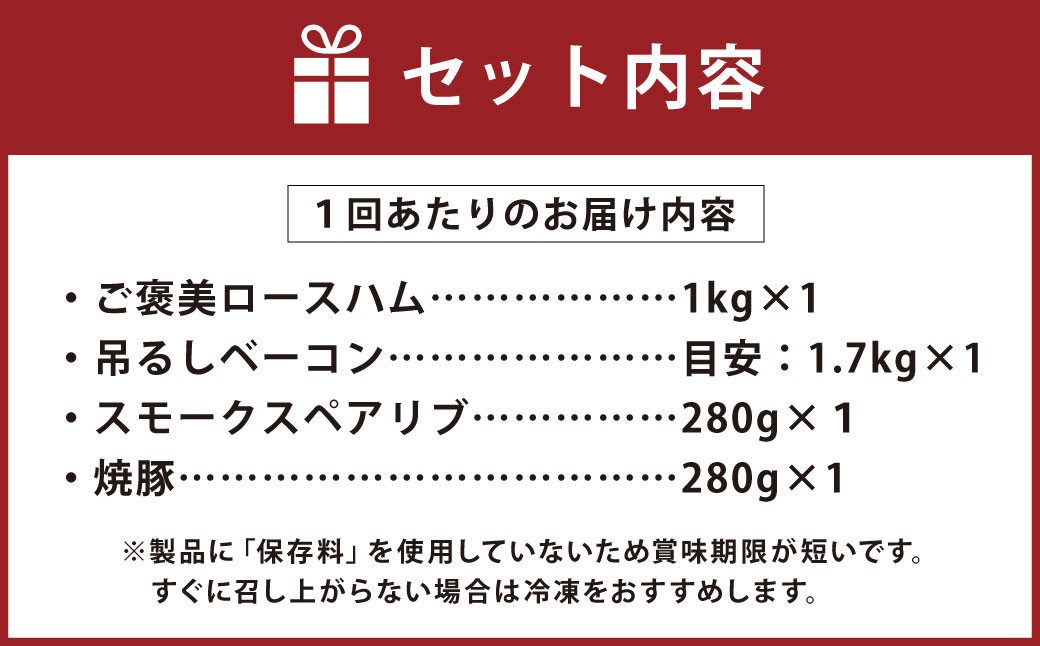 【12ヶ月定期便】オーダー ハム ・ オーダー ベーコン ・ スペアリブ ・焼豚(簡易包装)) 肉 豚