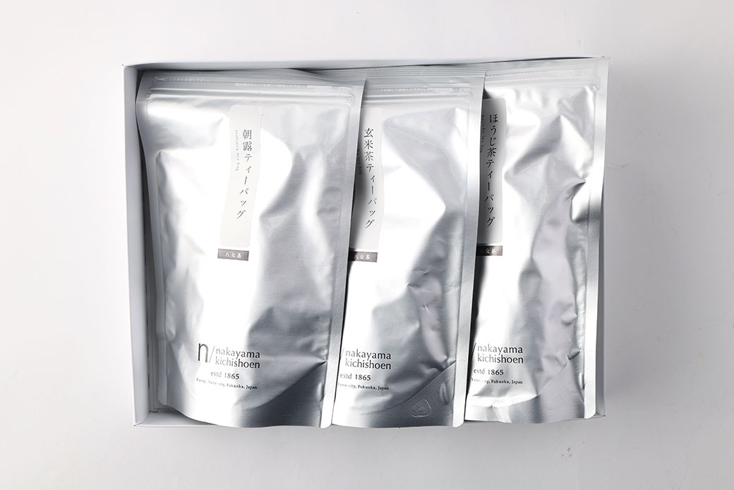 【ハラール認証茶】中山吉祥園 こだわりの八女茶ティーバック 3種セット( 朝露 ・ 玄米茶 ・ ほうじ茶 ) 緑茶