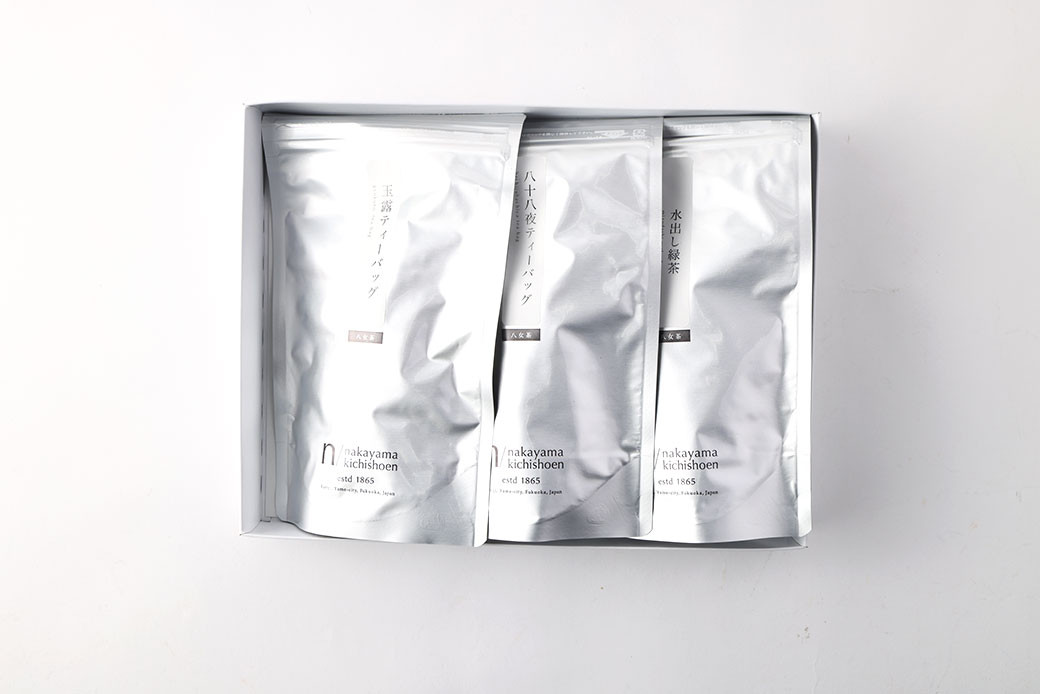 お茶好き必見！ 中山吉祥園 こだわりの八女茶ティーバック 3種セット( 玉露 ・ 八十八夜 ・ 水出し ) 緑茶