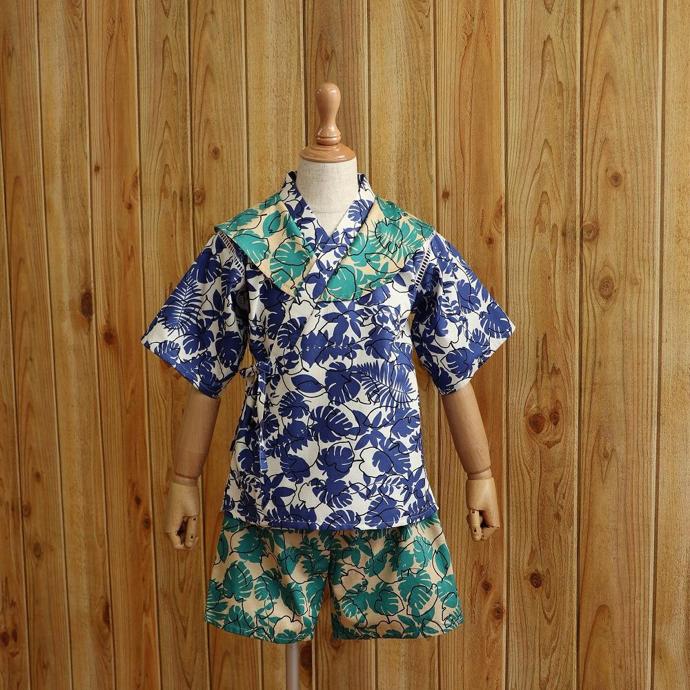 子ども甚平(pati pati)110~120cm モンステラ柄