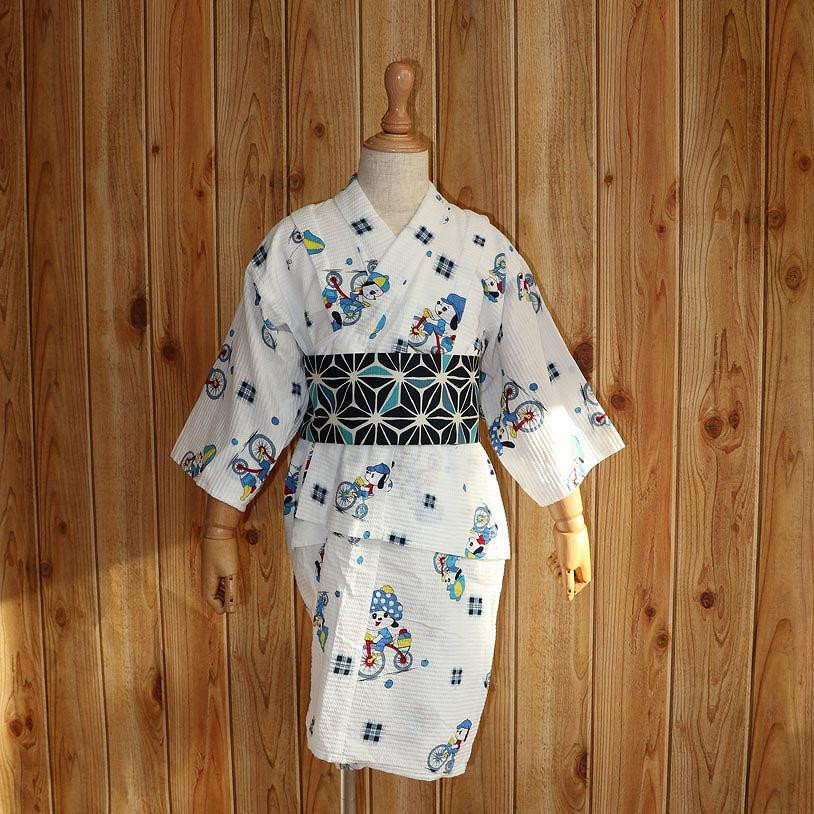 帯 (patipati) 子ども甚平用 角帯 麻の葉ブルー