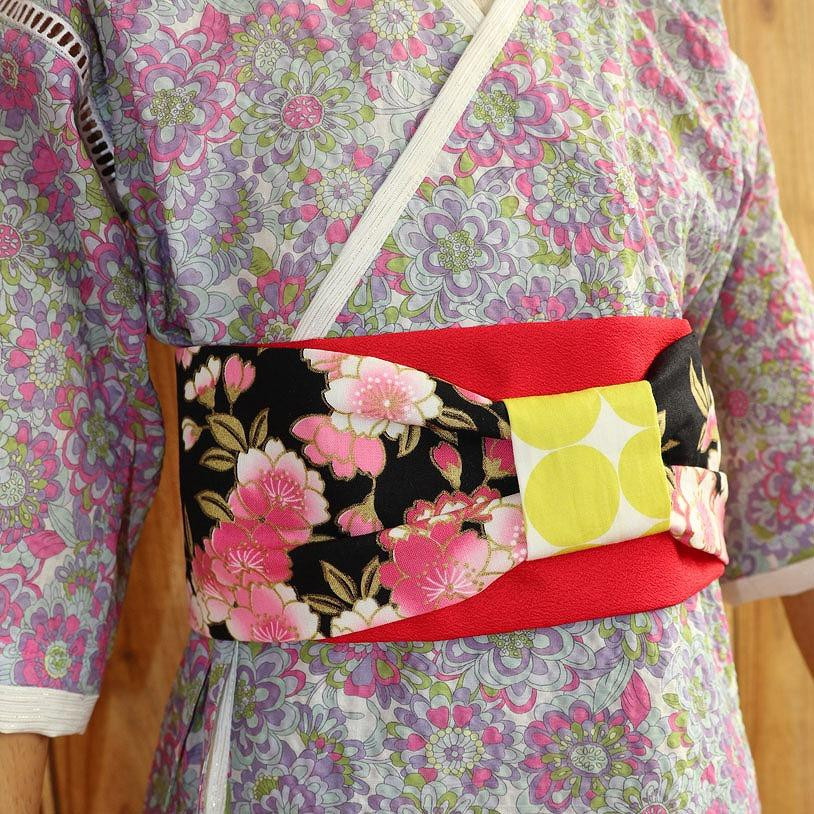 帯 (patipati) 子ども甚平用 飾り帯 レッド