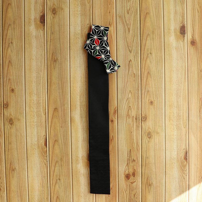 帯 (patipati) 子ども甚平用 角帯 麻の葉 ブラック