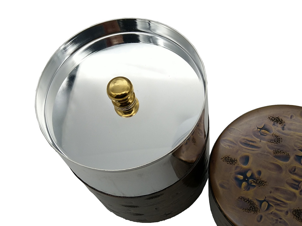 銅製生地色茶筒霧箱