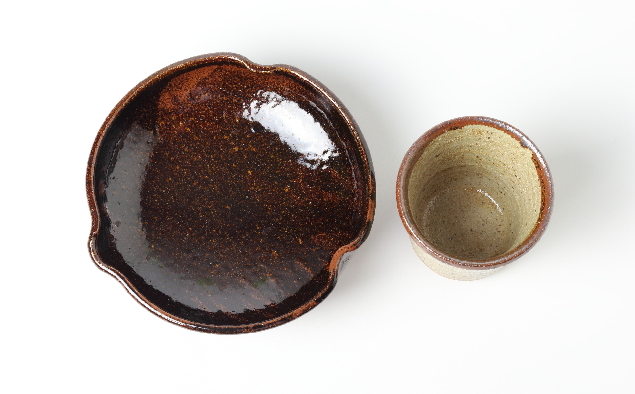 唐津焼 菅ノ谷窯 皮鯨ぐい呑 黒唐津取皿