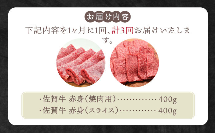 【全3回定期便】佐賀牛 赤身セット  黒毛和牛 牛肉 定期便 赤身 焼肉 スライス しゃぶしゃぶ すき焼き 佐賀