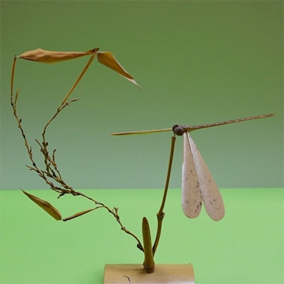 ＜京都産竹使用＞竹のバランストンボ1匹ver(中)リラックスインテリア!　竹ストロー5本付き