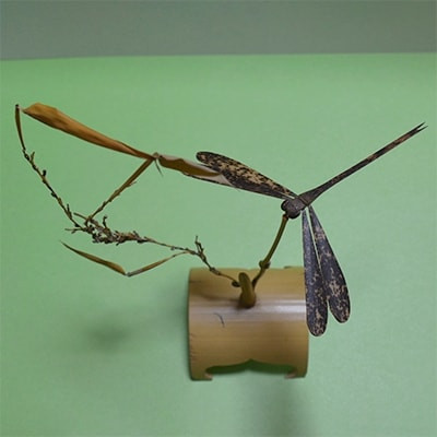 <京都産竹使用>竹のバランストンボ1匹ver(小)リラックスインテリア! 竹ストロー5本付き