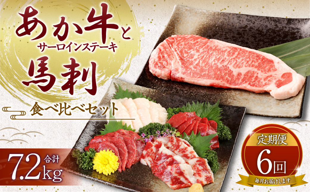 あか牛 サーロイン肉 1kg (5枚~6枚) 馬刺し 200g ( 赤身 100g 霜降り 50g たてがみ 50g )