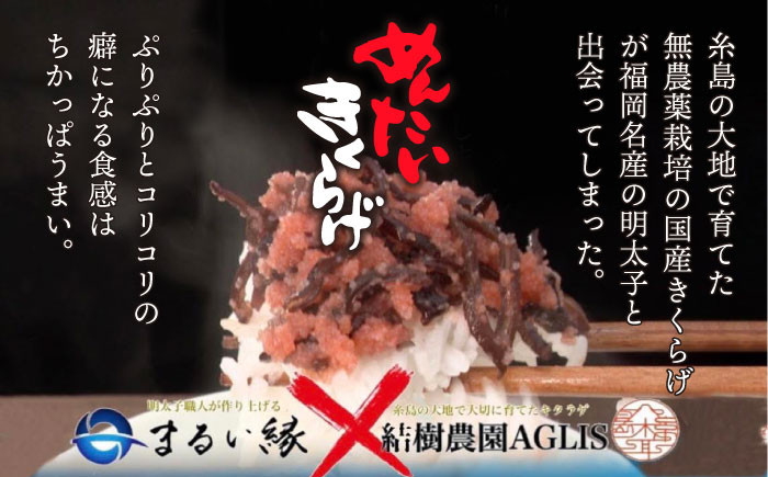 きくらげのぷりぷり食感と明太子のピリッとした辛みが最高のご飯のお供!