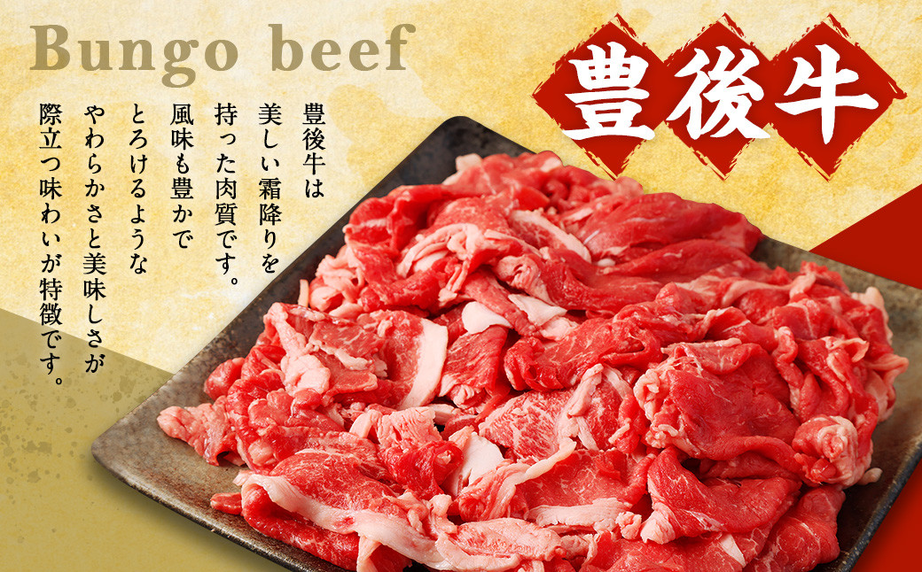 【3ヶ月定期便】豊後牛 切り落とし 1.2kg (600g×2) × 3回 牛肉 大分県産 国産 焼肉 ステーキ 霜降り