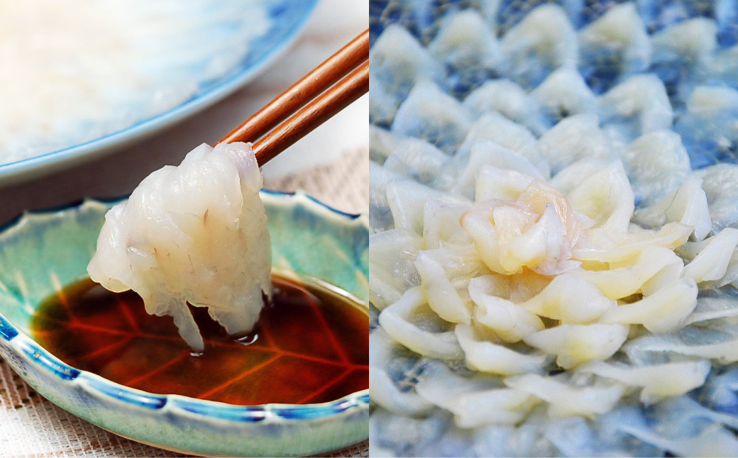 とらふぐ刺身 菊盛り 一尺 大皿 30cm ふぐ皮湯引き付