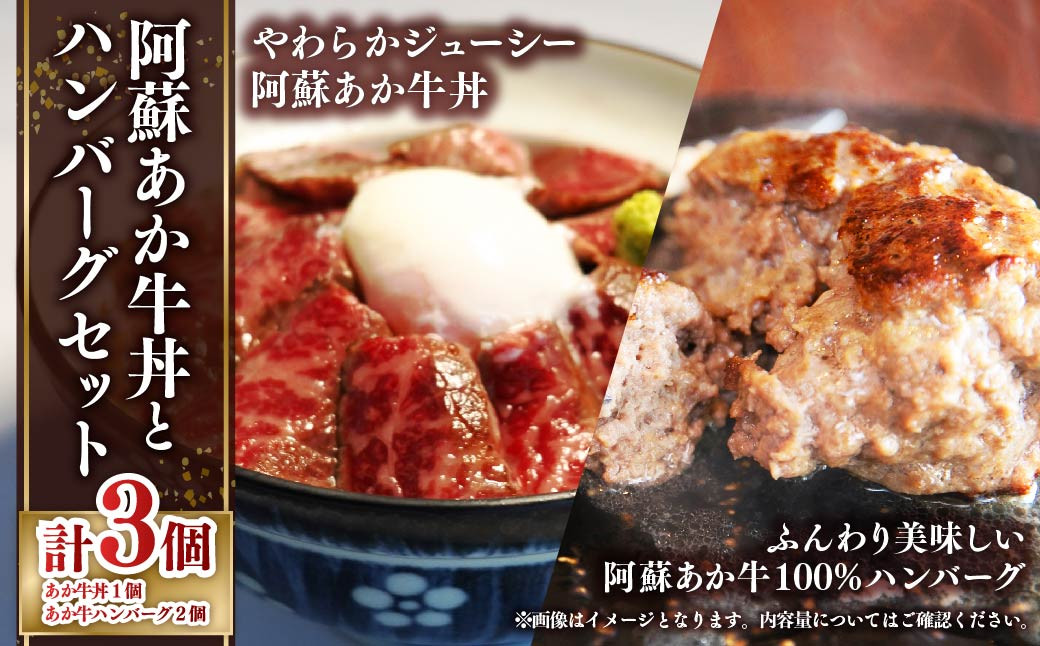 阿蘇 あか牛丼 (1個) と 阿蘇 あか牛 ハンバーグ (2個)