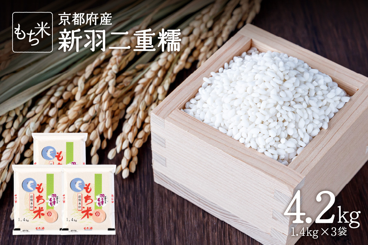 ＜もち米＞京都府産　新羽二重糯4.2kg(1.4kg×3袋)