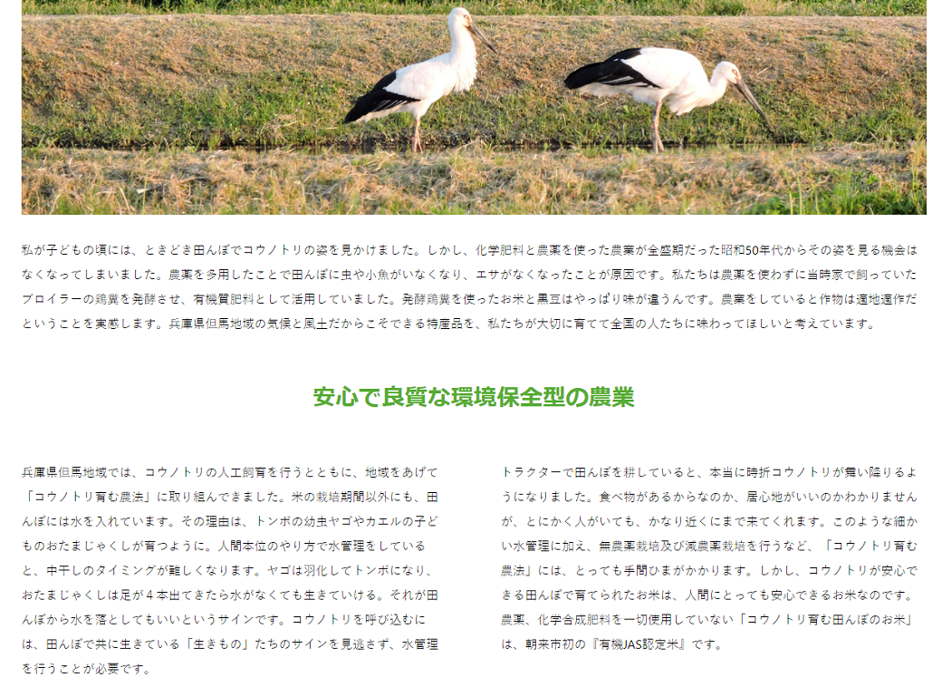コウノトリ育む農法に取り組んでいます