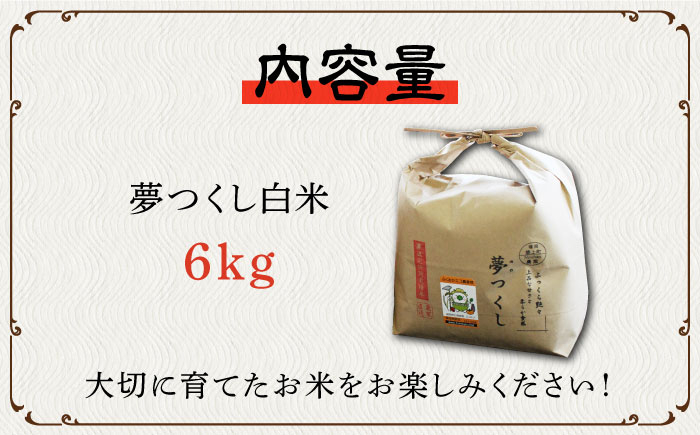 米 お米 こめ コメ ご飯 白米 夢つくし 6kg 国産 ギフト 贈り物 特別栽培米 県産米 減農薬 エコ 農産物 ふっくら